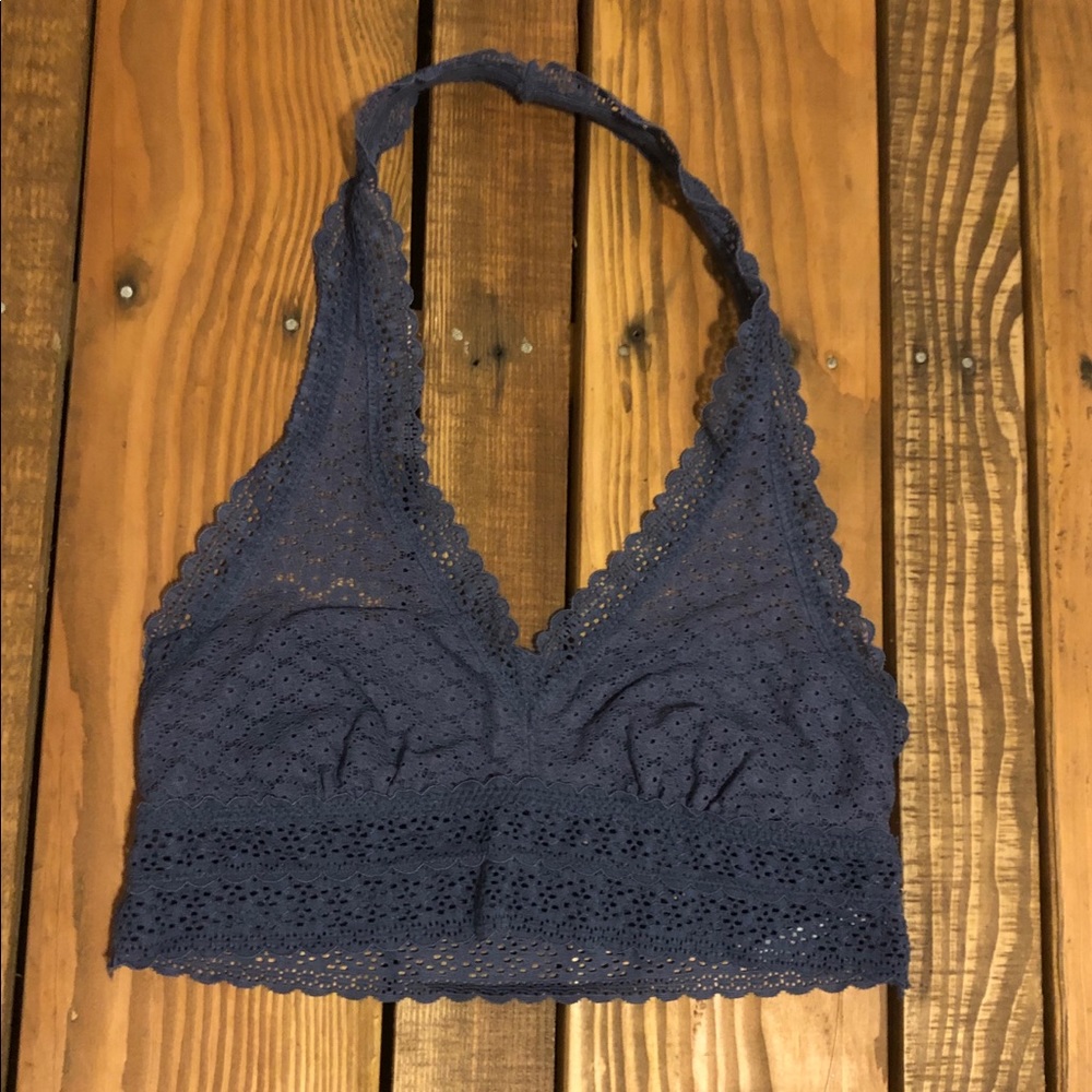 Aerie size small blue lace halter bralette - Picture 2 of 7